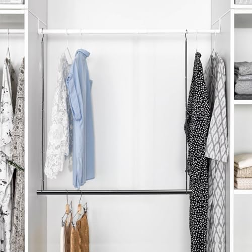 Hanging Closet Rod 31.89in Adjustable Height, Closet Extender Hanging Bar for Closet Rod Heavy Duty Closet Organizer, Black - Image 6