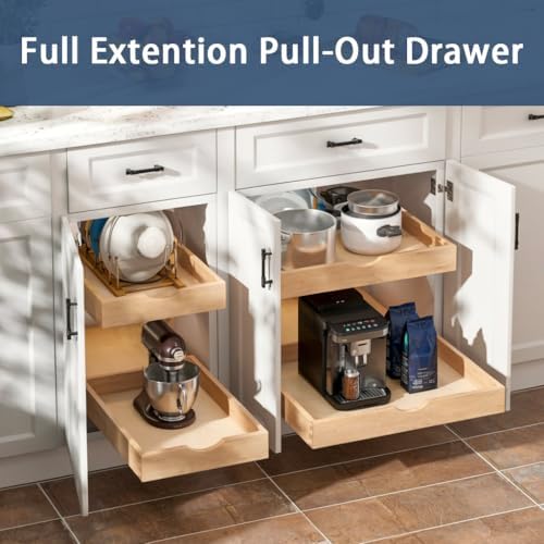 Pull Out Cabinet Drawers - 6x2 Size Options (12-23'W,18-21'D), Pre-Assembled with Soft Close Slides, Solid Beechwood, Easy Installation(21'W x 21'D) - Image 3