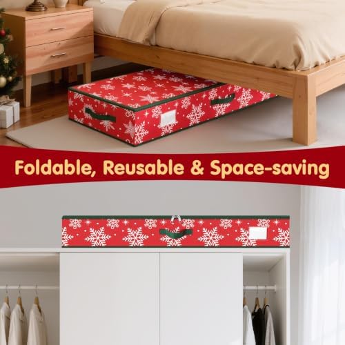 SeasonBliss Wrapping Paper Organizer Storage for Christmas, Snowflake/Red - Image 6