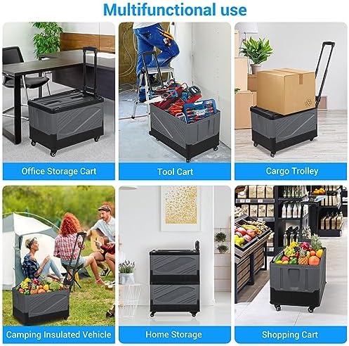 XCBYT 50L Foldable Rolling Crate, Spacious Storage Cart with Wheels - Image 2