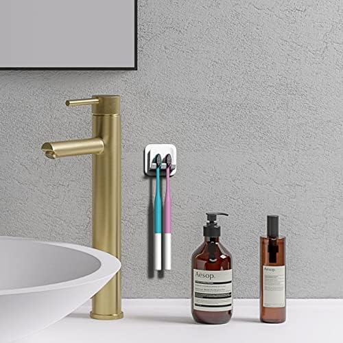 2 PCS Self-Adhesive Toothbrush Holders Wall Mounted, Water Proof Toothbrush Hook, 2 in 1 with Toothbrush Hanger and Gargle Cup Holder for Bathroom Shower (White) - Image 6