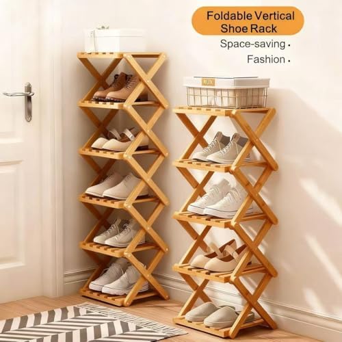 Vertical Shoe Rack Small, 5 Tier Portable Folding Shoe Storage Rack, Without Installation Free Standing Shoe Rack for Corridors, Bedrooms Living Room Corner and Small Spaces (5 Tier) - Image 3