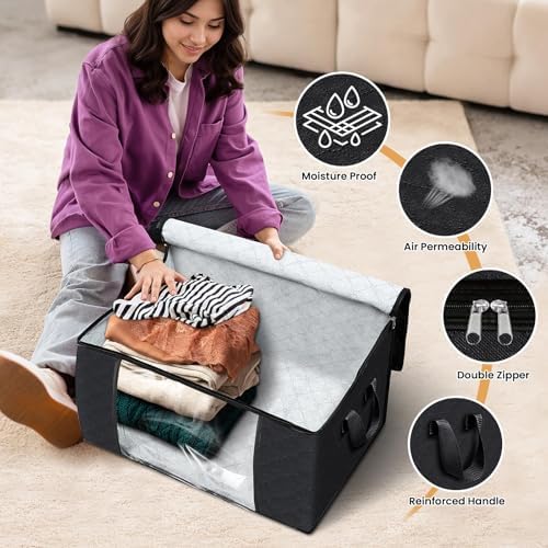 Fab totes 3 Pack Storage Bags for Clothes Blanket Storage Bins with Lids - Image 4