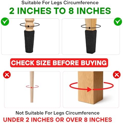 Chair Leg Socks 16/24/32 Pcs Black Furniture Leg Covers Floor - Image 2