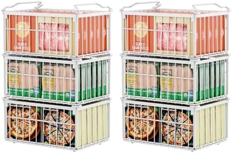 Freezer Organizer Bins, 6 Pack Enlarged Baskets for 5-9 Cu.FT Deep Freezer by MSERCUOR