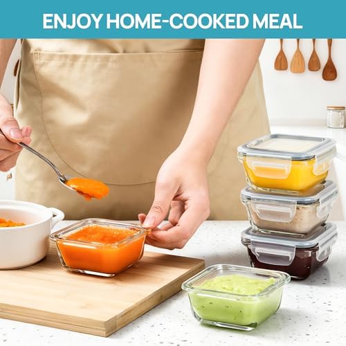 Vtopmart 5Pack 5oz Small Glass Storage Containers Set With Lids, Grey - Image 4