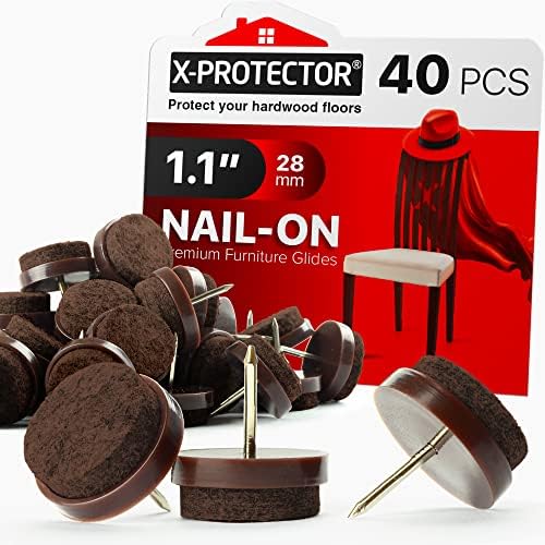 Nail-on Felt Pads X-PROTECTOR 40 PCS - 1.1" Felt Furniture Pads by X-Protector