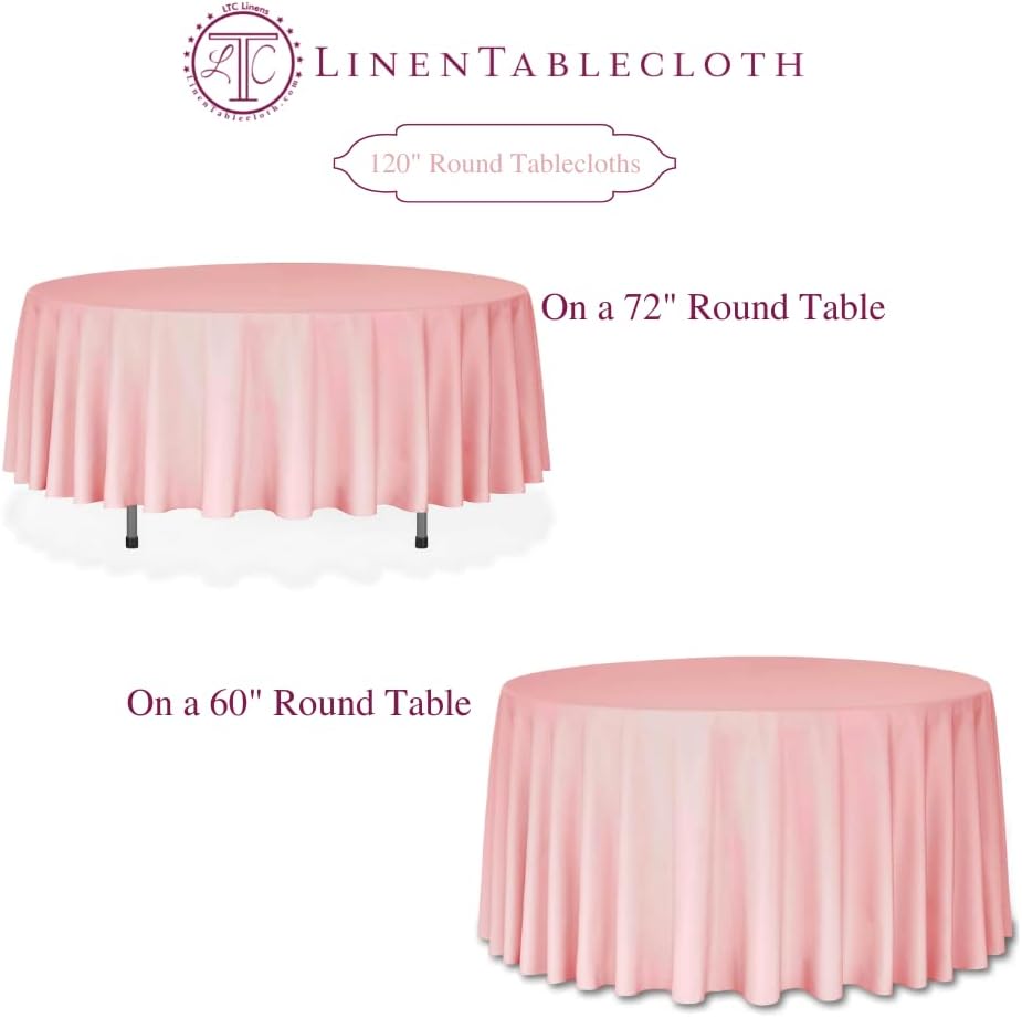 LTC LINENS Tablecloth - 120 Inch Round Tablecloths for Circular Table Cover in Turquoise Washable Polyester Fabric- Great for Buffet Table, Parties