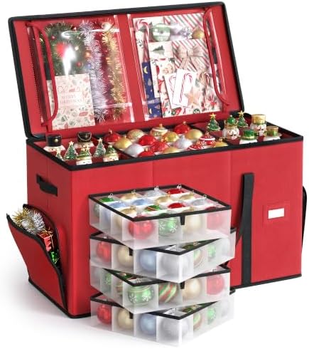 SONGMICS Christmas Ornament Storage Box with Dividers, 4 Tiers by SONGMICSbySONGMICSHOME