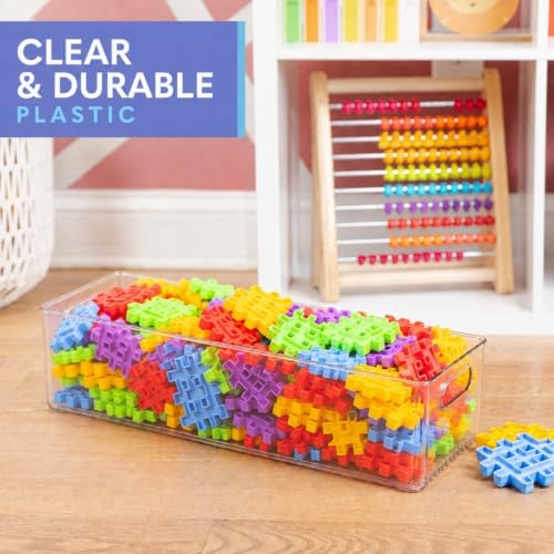 primebox Plastic Food Storage 4 Pack Clear Container Bin with Handles for Organizing Kitchen, Pantry, Refrigerator, Freezer, Pantry, Cabinet, Closet, Bathroom. 20”x8”x5” - Image 4
