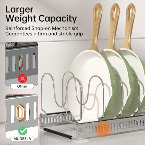 MUDEELA Expandable Pot Pan Lid Organizers inside Cabinet, 10 Divider-Silver - Image 3