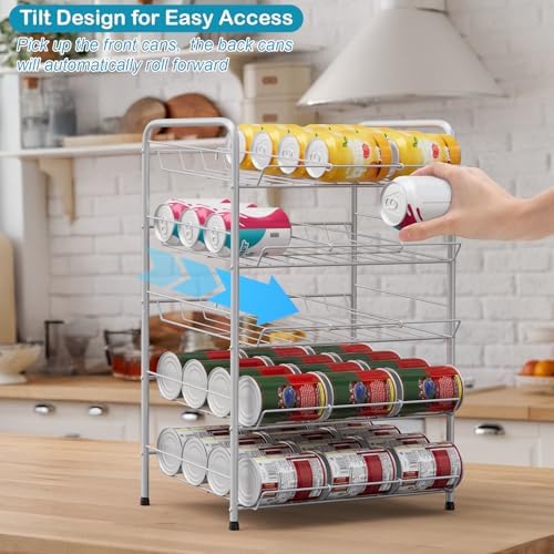 Vrisa Can Organizer for Pantry Canned Food Storage Rack for Kitchen, Silver - Image 4