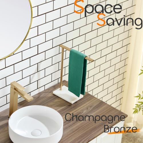 Hand Towel Bar for Bathroom Vanity Countertop 1-Tier Towel Holder Free Stand with Heavy Marble Base Thicken Steady, Champagne Bronze Stainless Steel AN7002CPG - Image 6