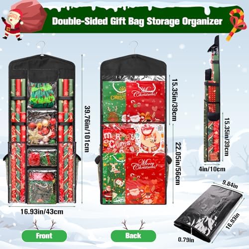 AHIER Hanging Gift Bag Wrapping Paper Organizer Storage, 40"x17" - Image 2