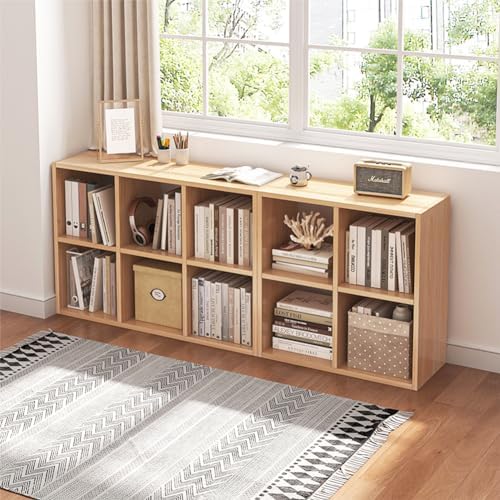 NELYE 6 Cube Organizer Bookcase Oak Open Shelf - Image 7