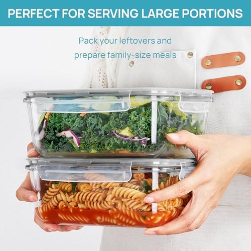 Vtopmart 2Pack 1860ml/63oz Large Glass Storage Containers With Lids, Grey - Image 3
