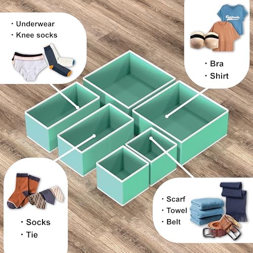 Simple Houseware Underwear Drawer Organizer, Set of 6, Turquoise - Image 4