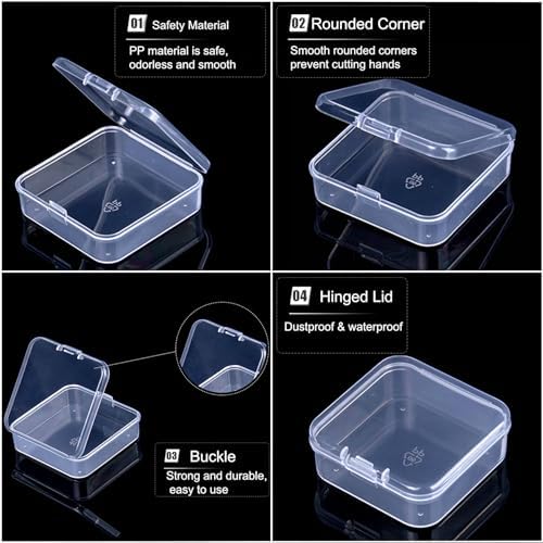 46Pcs Bead Organizer Set, Premium Small and Medium Clear Plastic Storage Boxes for Jewelry Making Crafts Screws Seeds DIY Bracelets Diamond Small Parts, Stackable Containers with Hinged Lid and Labels - Image 5