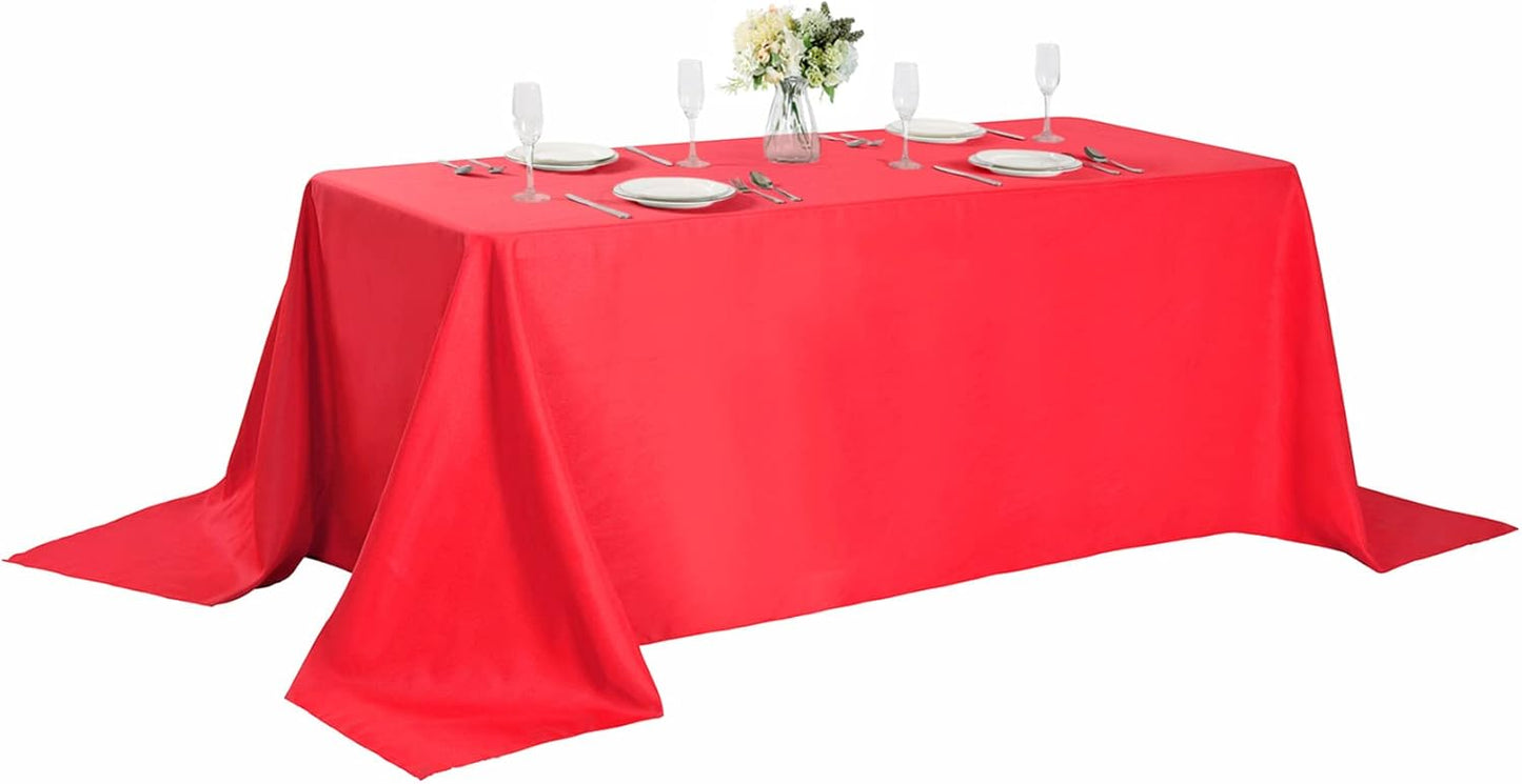 Rectangle Tablecloth 90x156 inch Washable Polyester Fabric Table Cloth for Wedding Party Dining Banquet Decoration（90x156, Red）