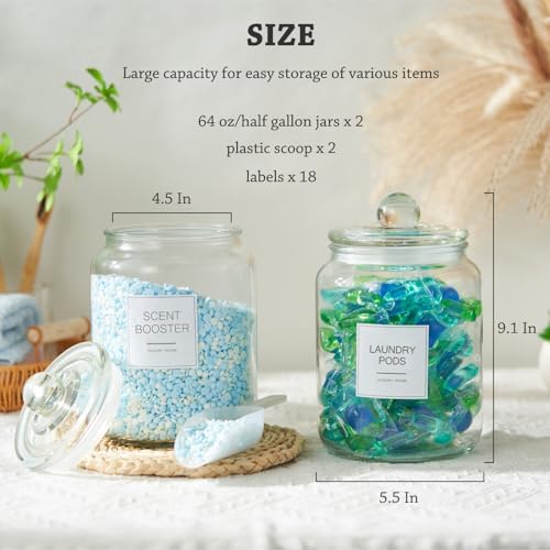 FyndraX Half Gallon Glass Jars - Large Airtight Containers with Scoop and Labels for Organization and Storage Laundry, Bath Room, Kitchen and Pantry Holder, Set of 4 - Image 4