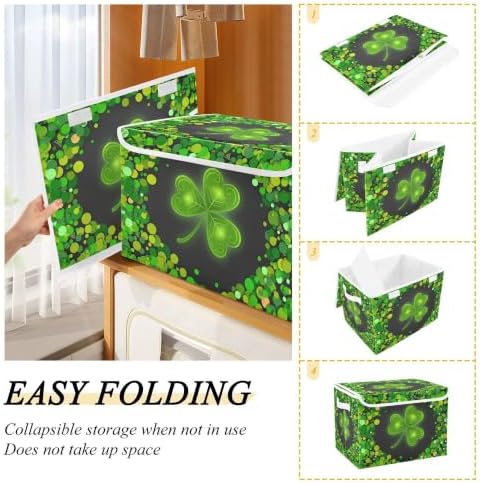 St. Patrick's Day Storage Bins with Lids and Carrying Handle,Foldable Storage Boxes Organizer Containers Baskets Cube with Cover for Home Bedroom Closet Office - Image 4