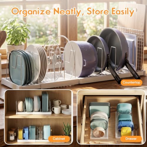 seasky 2-Pack Expandable Pots Pans Lid Organizer Under Cabinet 24 Dividers - Image 6