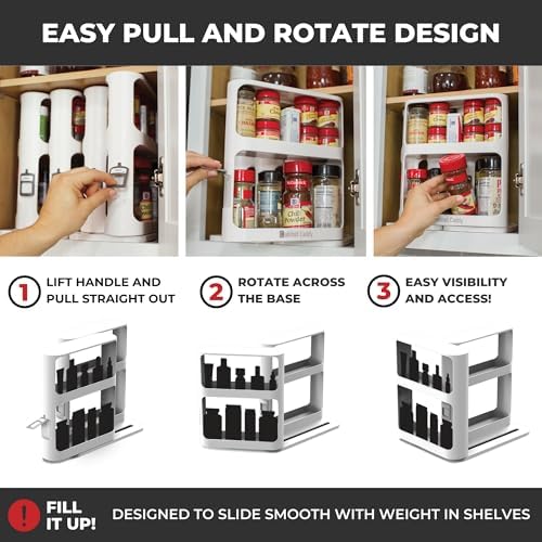 Cabinet Caddy Spice Rack Organizer for Cabinet, Pull & Rotate, 2-Tier - Image 4