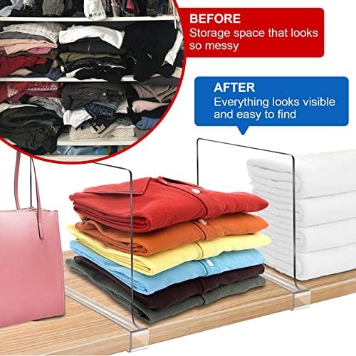 Acrylic Shelf Dividers for Closet Organization 10PCS Closet Shelf Divider Closet Dividers for Shelves Shelf Organizer for Closet Shelf Organizer for Wood Closet Separator Clear - Image 4