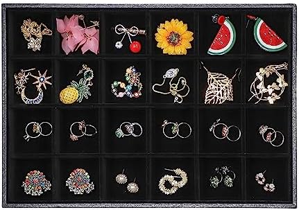 Stratalife 24 Grid Velvet Jewelry Organizer Tray, 13.8" x 9.4" x 1.2" by Stratalife