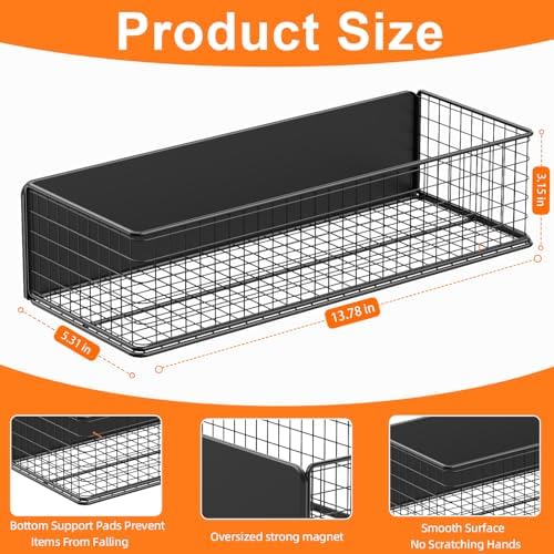2Pack Magnetic Basket Organizer Holder for Fridge Magnetic Storage Bin Box Containers for Refrigerator Whiteboard Classroom - Image 4