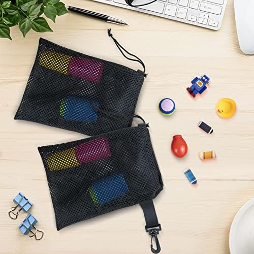 10 PCS With Clips Mesh Drawstring Bags, Portable Nylon Storage Bags for toy,Sports Storage,Outdoor activities etc. (11.8x15.7in) - Image 5