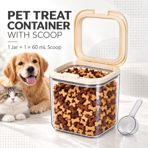 LivLab Mker Pet Treat Container, 3.49QT, One-Handed Open, Clear, Stackable - Image 2