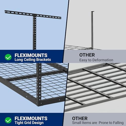 FLEXIMOUNTS 4x4ft Overhead Garage Storage Rack, Black - Image 3