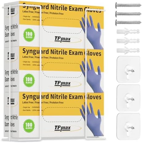 TPmax L Size Gloves Box Holder Glovesbox Wire Rack Dispenser for Gloves,Tissues Paper Towels Organizer - Mounting Accessories Included - Holds 3 boxes - Perfect for Lab, Food Service and Home by TPmax