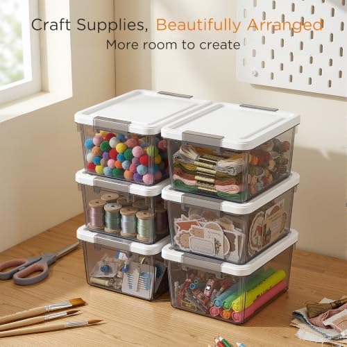 Citylife 10Packs 1.3Qt Small Storage Bins with Lids,Stackable Clear - Image 5