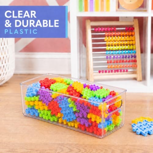 Plastic Food Storage 2 Pack Clear Container Bin with Handles for Organizing Kitchen, Pantry, Refrigerator, Freezer, Pantry, Cabinet, Closet, Bathroom. 12”x6”x5” - Image 4