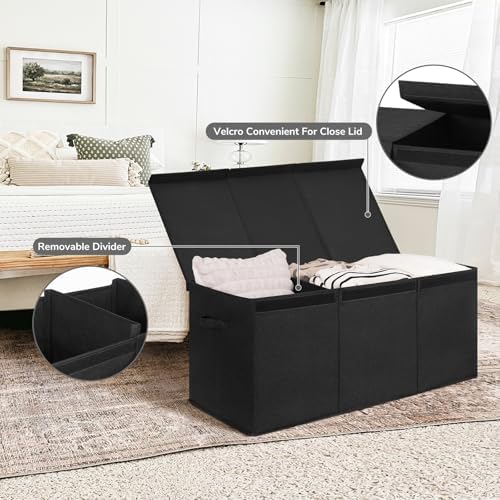 INDRESSME 185L Collapsible Toy Storage Box with Lid, Black - Image 5