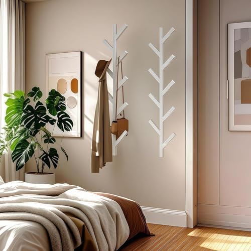 Vlush Wall-Mounted Coat Racks, 2 Pack 9 Hooks, White Coat hooks by Vlush