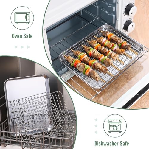 Homikit Cookie Sheet with Rack Set (1 Sheet Pan+1 Cooling Rack),10 x 8 Inch - Image 6