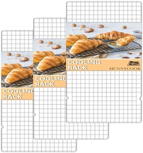 Hunnycook 15.8”×9.8” Cooling Rack - 3P Stainless Steel Baking Rack, Oven Safe Cooling Racks for Cooking and Baking, Silver Roasting Rack & Wire Rack & Cookie Cooling Rack for Roasting, Grilling by Dedicatedtoenhancingyourdiningexperience