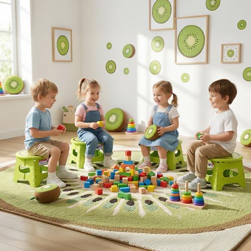 ACSTEP 9 Inch Cute Folding Step Stool for Kids, with Handle, Kiwi Green - Image 5