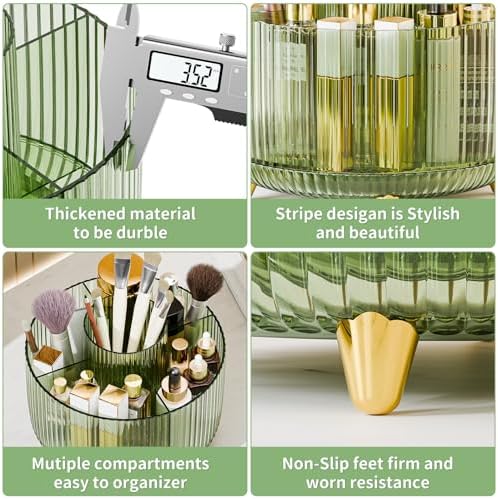 fanado 360° Rotate Makeup Brush Holder Organizer, Makeup Organizers Countertop, Makeup organization and Skincare Storage for Vanity, Desktop, Bathroom (Clear Green) - Image 5