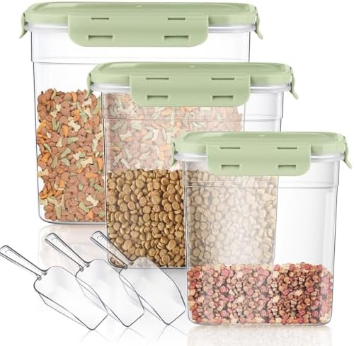 Patelai 6 Pcs Dog and Cat Food Storage Containers 2 Scoops, Green by Patelai