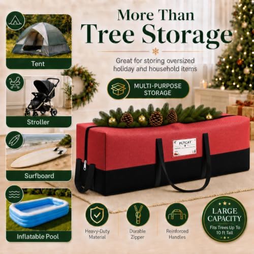 Christmas Tree Storage Bag, Fits 10-12 Ft Artificial Trees, Red - Image 5