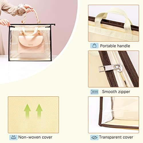 Clear Handbag Storage Bags Purse Organizer for Closet, Zipper Hanging Storage Bag for Handbags, XL, 2PCS - Image 4