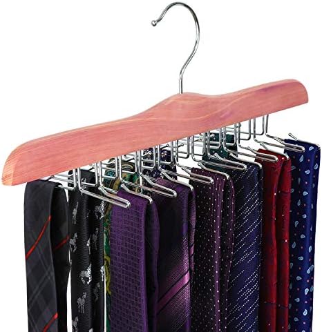 TOPIA HANGER American Red Cedar Wooden Tie Racks for Closet, 24 Tie Hangers Organizer, High-Grade Space Saving Necktie Holder for Storage and Display Bra, Tank Top, Camisole (1-Pack) CT14T by TOPIAHANGER