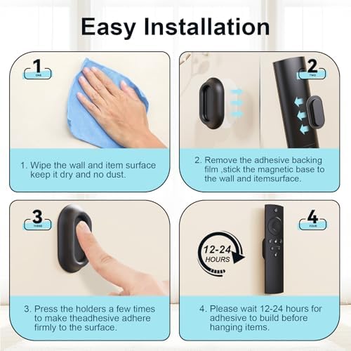 Magnetic Silicone Remote Control Holder Wall Mount for TV Fan 6 Pack Black - Image 3