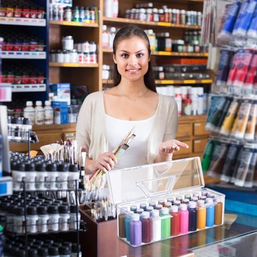 Threehoney 1 Pcs Acrylic Paint Storage Box with Handle, 90 Bottles, White - Image 5