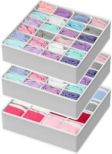 Simple Houseware Sock Drawer Organizer, 3 Pack, Gray by SimpleHouseware