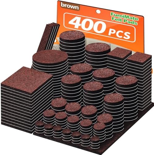 Felt Furniture Pads 400 Pieces, Furniture Pads for Hardwood Floors Brown by FurniMate